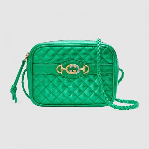Gucci Mini чанта от ламинирана кожа 534950 зелена
