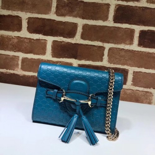 Gucci Mini кожена чанта 449636 синя