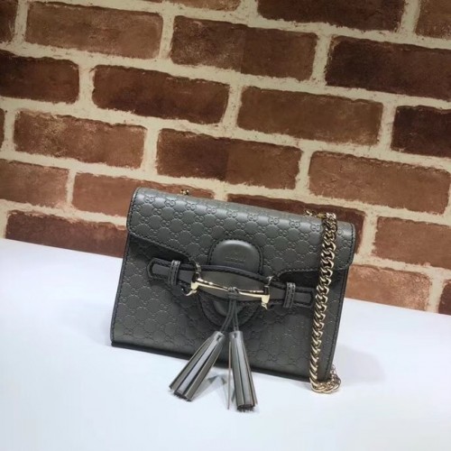 Gucci Mini кожена чанта 449636 сива