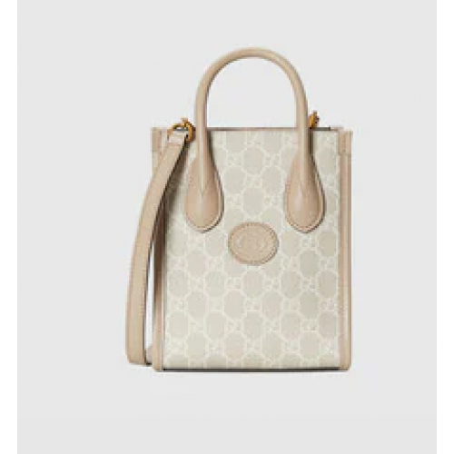 Мини чанта Gucci с преплетени елементи G 671623 Бежова