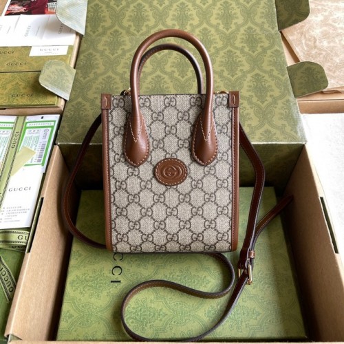 Мини чанта Gucci с преплетени елементи G 671623 Кафява