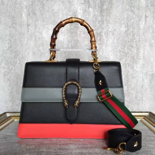 Чанта за пазаруване Gucci Now Bamboo 421999A Черно, сиво и червено