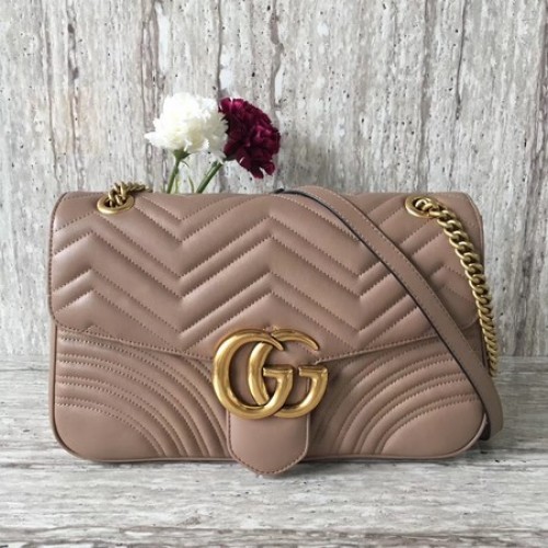 Чанта за рамо Gucci Now GG Marmont Matelasse 443496 Кайсия