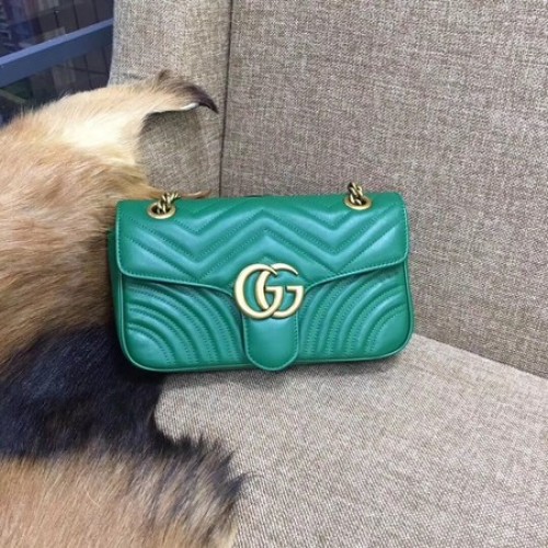 Чанта за рамо Gucci Now GG Marmont Matelasse 443496 зелена