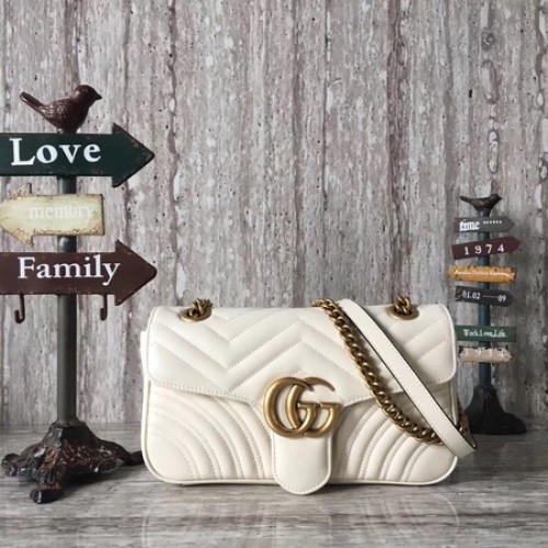 Чанта през рамо Gucci Now GG Marmont Matelasse 443496 OffWhite