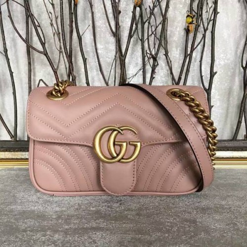 Чанта за рамо Gucci Now GG Marmont Mini 446744 Светло розово