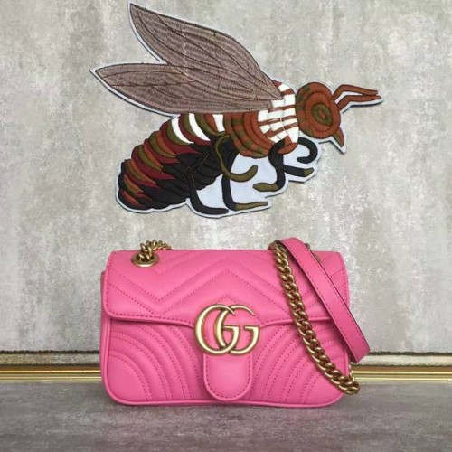 Чанта за рамо Gucci Now GG Marmont Mini 446744 Розова
