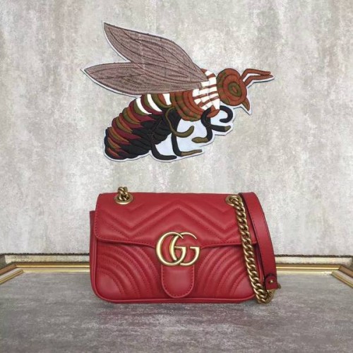 Gucci Now GG Marmont мини чанта през рамо 446744 червена
