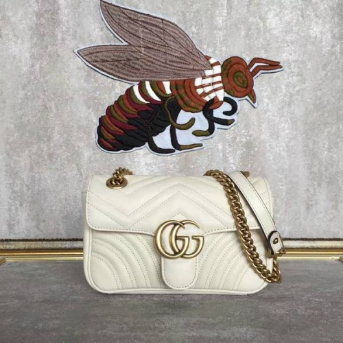 Чанта за рамо Gucci Now GG Marmont Mini 446744 бяла