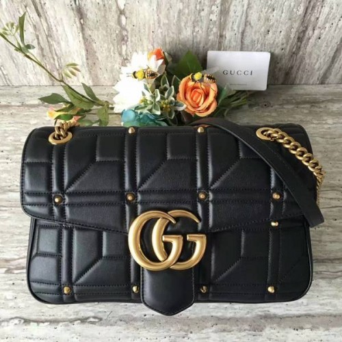 Чанта за рамо Gucci Now Marmont Mmatelasse 443496 черна