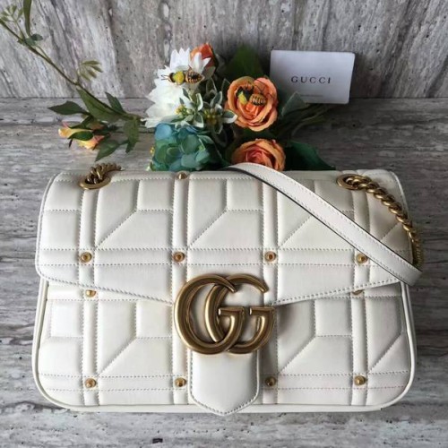 Чанта за рамо Gucci Now Marmont Mmatelasse 443496 бяла