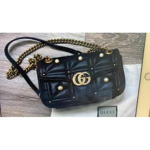 Чанта за рамо Gucci Now Marmont Mmatelasse 443497 Черна