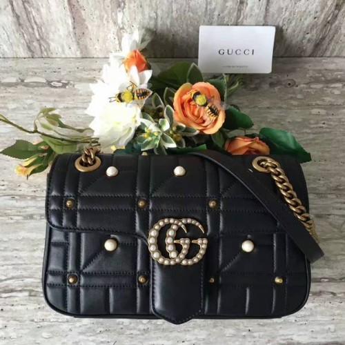 Чанта за рамо Gucci Now Marmont Mmatelasse 443497 Черна