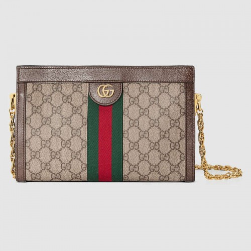 Малка чанта през рамо Gucci Ophidia GG 503876 кафява