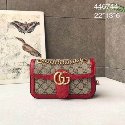 Малка чанта за рамо Gucci Ophidia GG Supreme 446744 червена