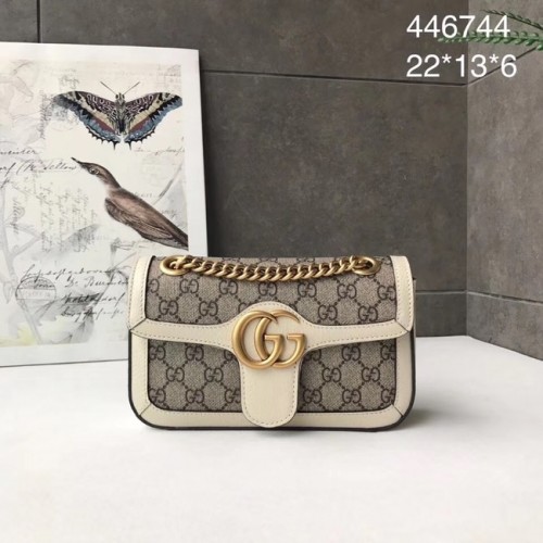 Малка чанта за рамо Gucci Ophidia GG Supreme 446744 бяла
