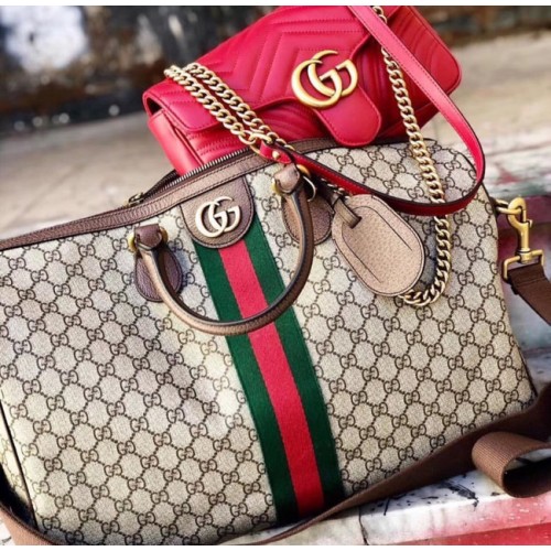 Голяма чанта за носене Gucci Ophidia GG 547959 кафява