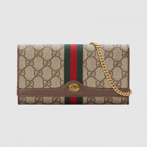 Портфейл Gucci Ophidia GG с верижка 546592 кафяв