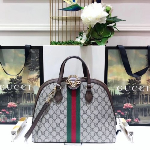Чанта Gucci Ophidia GG със средна горна дръжка 524533 кафява