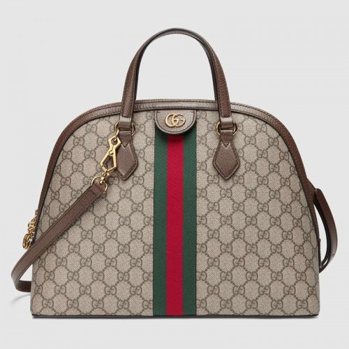Чанта Gucci Ophidia GG със средна горна дръжка 524533 кафява