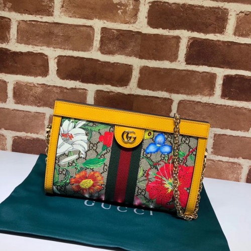 Малка чанта за през рамо Gucci Ophidia 503877 жълта