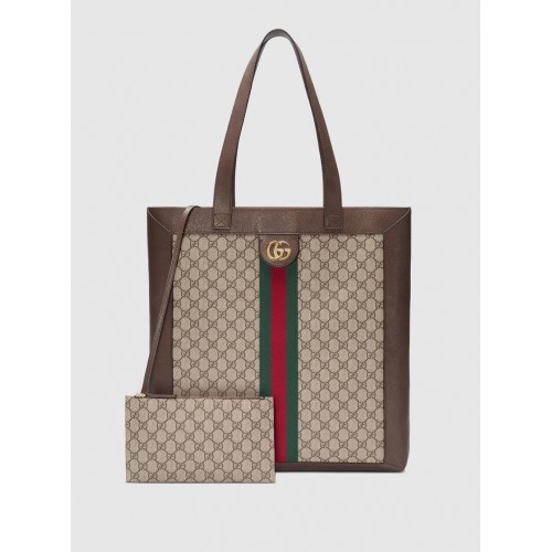 Чанта Gucci Ophidia Soft GG Supreme Large Tote GG5689 кафява
