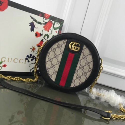 Кръгла чанта за рамо Gucci Ophidia мини GG 171285 черна