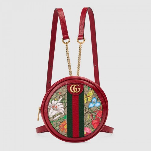 Мини раница Gucci Ophidia серия GG flower 598661 червена