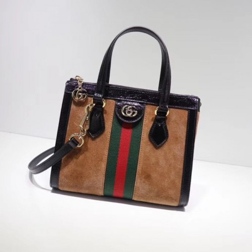 Малка чанта Gucci Ophidia GG 547551 кафява велурена