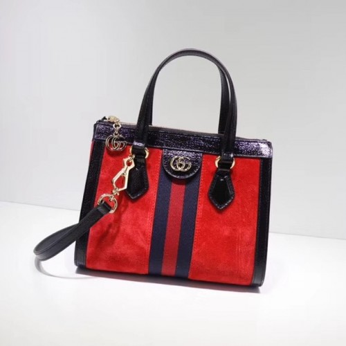 Малка чанта Gucci Ophidia GG 547551 червена велурена