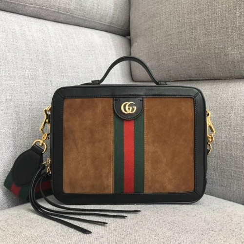 Малка чанта за през рамо Gucci Ophidia 550622 кафява велурена