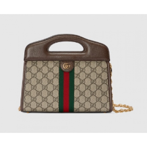 Малка чанта Gucci Ophidia с мрежа 693724 кафява