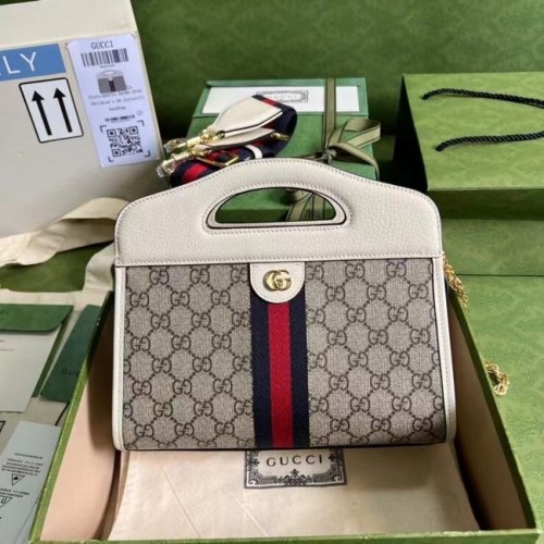 Малка чанта Gucci Ophidia с мрежа 693724 бяла