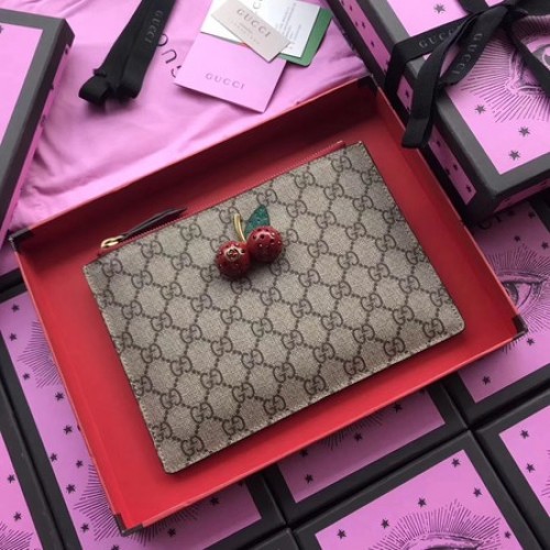 Gucci Original GG Canvas Clutch Cherries 475042 Червен