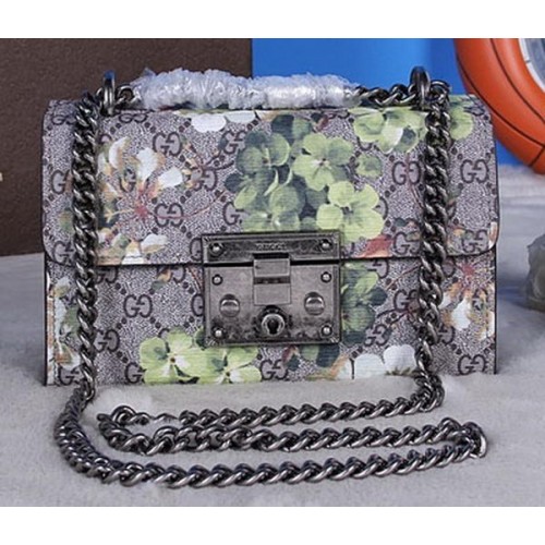 Чанта за през рамо Gucci Padlock Blooms 409487 Черна