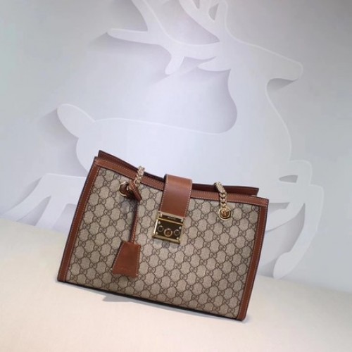 Чанта през рамо Gucci Padlock GG Supreme Canvas 479197 Кайсия