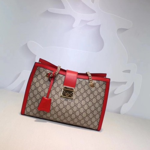 Чанта през рамо Gucci Padlock GG Supreme Canvas 479197 червена