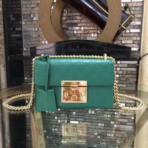 Чанта за през рамо Gucci Padlock Gucci Signature Mini 409487 зелена