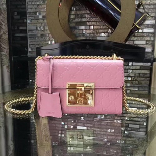 Чанта за през рамо Gucci Padlock Gucci Signature Mini 409487 Розова