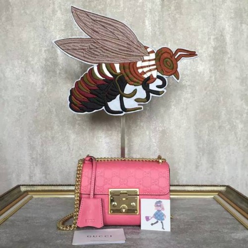 Чанта за през рамо Gucci Padlock Gucci Signature Mini 409487A Розова