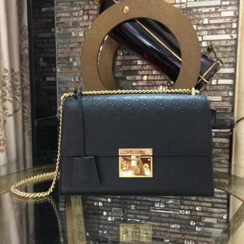 Чанта за през рамо Gucci Padlock Series Gucci Signature 409486 черна