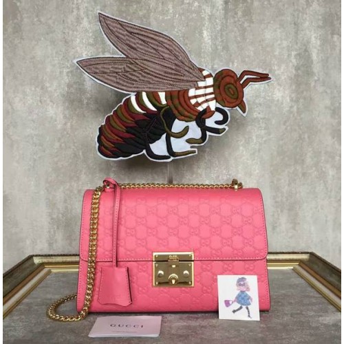 Чанта за през рамо Gucci Padlock Series Gucci Signature 409486 Розова