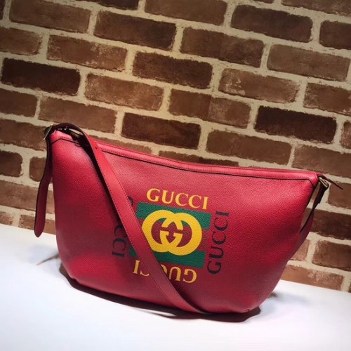 Чанта хобо с принт полумесец Gucci 523588 червена