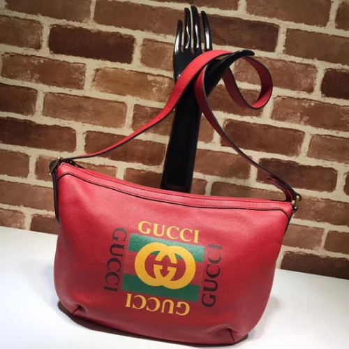 Чанта хобо с принт полумесец Gucci 523589 червена