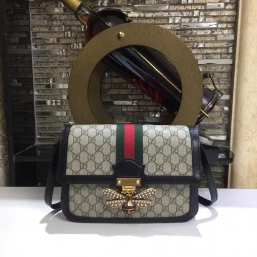 Чанта за рамо Gucci Queen Margaret GG Supreme средна големина 524356 черна