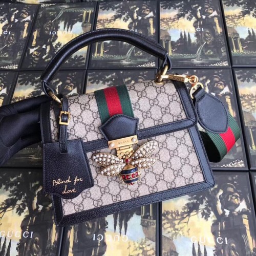 Малка чанта Gucci Queen Margaret GG с горна дръжка 476541 черна