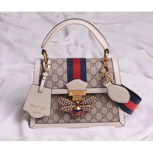 Малка чанта Gucci Queen Margaret GG с горна дръжка 476541 бяла