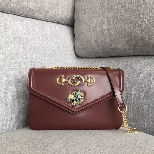 Чанта за рамо Gucci Rajah средна 537241 Бордо