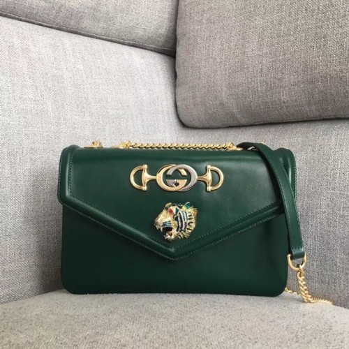 Средна чанта през рамо Gucci Rajah 537241 зелена