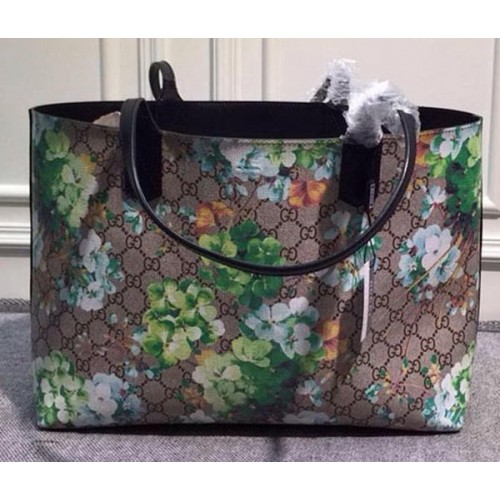 Чанта тип „тоут“ Gucci Reversible GG от естествена кожа 368568 в цвят здравец и черно